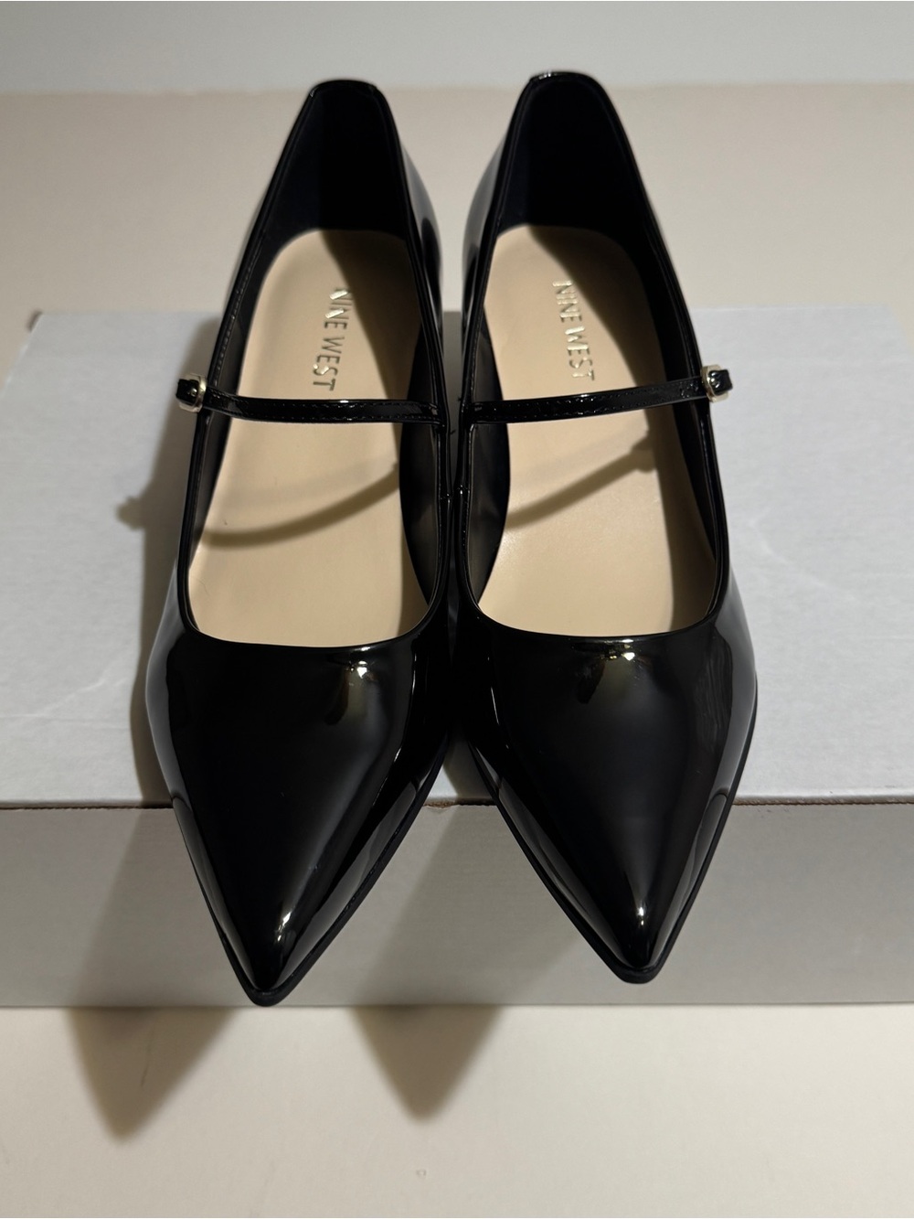 Nine West Shoes Women Size 9M Black  Pointy Toe Mary Jane Block Heel Dress Pumps - Picture 2 of 12